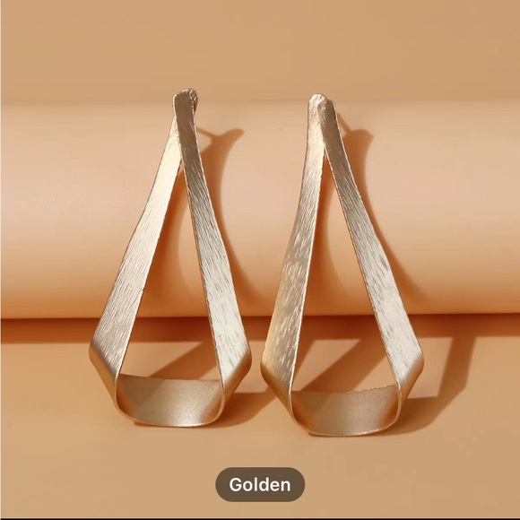 Gold Tone Twisted Drop Earrings - Picture 5 of 5